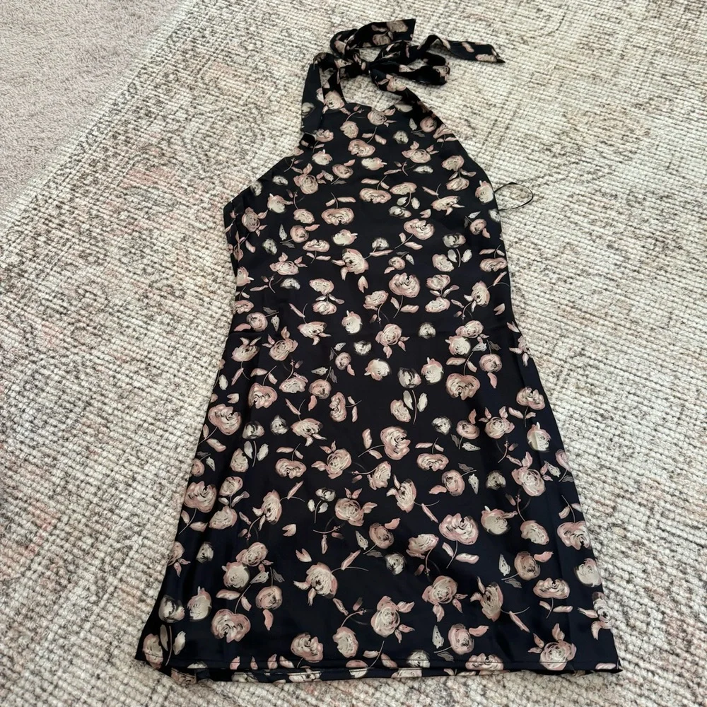 Kaylie Printed Halter Mini Dress Black Floral S - Picture 7 of 10